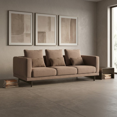 Salon Marron Canapé trois places de luxe Tissu de design mobilier rembourré