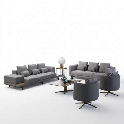 Ensemble de canapés design 2x canapé trois places fauteuil canapé moderne de luxe neuf rembourré