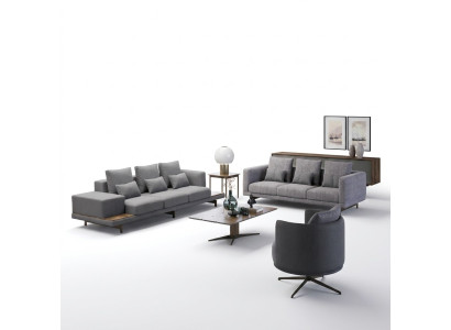 Ensemble de canapés Salon Suite moderne 2x Canapé trois places Mobilier rembourré Fauteuil