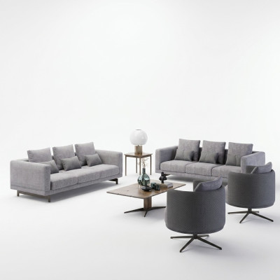 Ensemble de salon de meubles modernes 6 pièces 2x Ensemble de canapés de luxe 2x Fauteuil Table basse