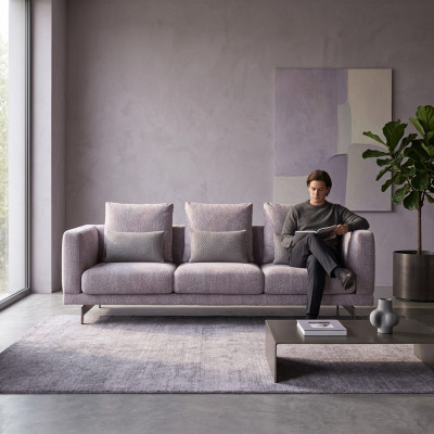 Canapé gris Trois places Salon Design moderne Meubles rembourrés de luxe