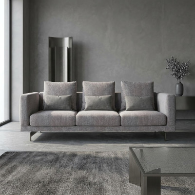 Canapé gris Trois places Salon Design moderne Meubles rembourrés de luxe