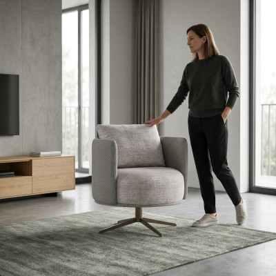 Fauteuil gris de luxe Salon Mobilier rembourré Design moderne Nouveau tissu d'ameublement Textile