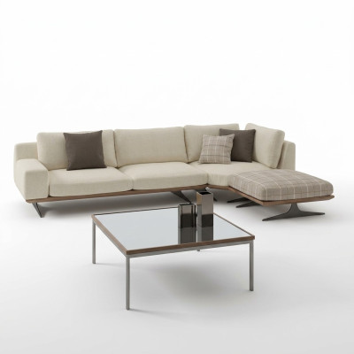 Canapé d'angle de luxe en forme de L, design suite de meubles rembourrés Table basse de salon