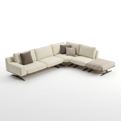 Salle de séjour Ensemble de luxe Canapé d'angle en L Mobilier rembourré Design Moderne Table basse