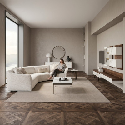 Suite de luxe canapé d'angle en L Rembourrage Table basse Salon Nouvelle table d'appoint