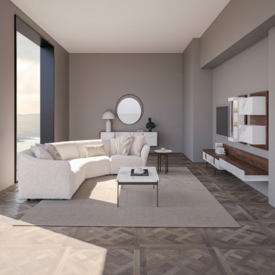 Suite de luxe canapé d'angle en L Rembourrage Table basse Salon Nouvelle table d'appoint