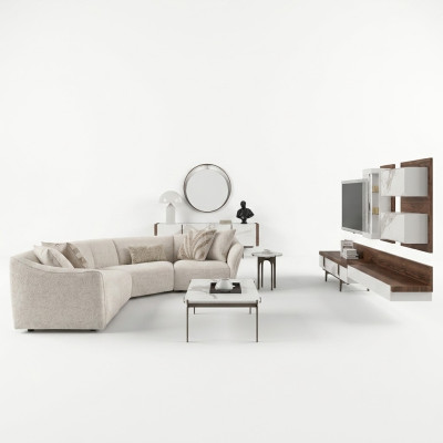 Suite de luxe canapé d'angle en L Rembourrage Table basse Salon Nouvelle table d'appoint