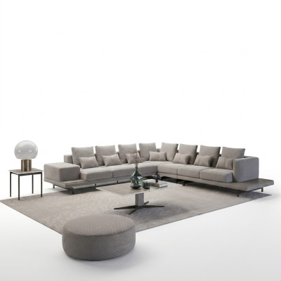 Salon Meubles rembourrés Gris Canapé d'angle Forme en L Table basse Table d'appoint