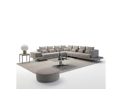 Salon Meubles rembourrés Gris Canapé d'angle Forme en L Table basse Table d'appoint