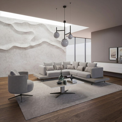 Canapé d'angle design en L Meubles rembourrés Salon de luxe Table basse Mobilier
