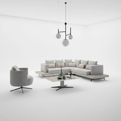 Canapé d'angle design en L Meubles rembourrés Salon de luxe Table basse Mobilier