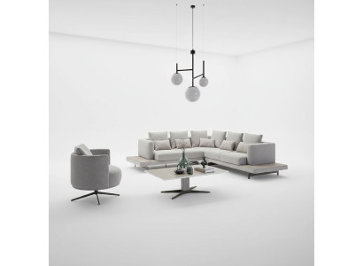 Canapé d'angle design en L Meubles rembourrés Salon de luxe Table basse Mobilier