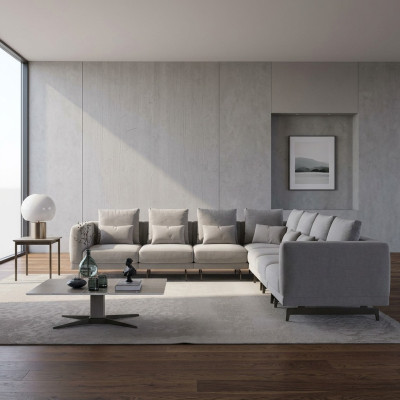 Salon Canapé Gris Canapé Meubles rembourrés Meubles rembourrés neufs Bois Table basse