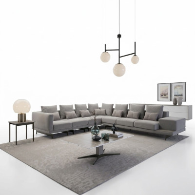 Designer Sofa Sofa Canapé d'angle Canapé en L-Forme Tissu Rembourrage Suite Table basse de salon