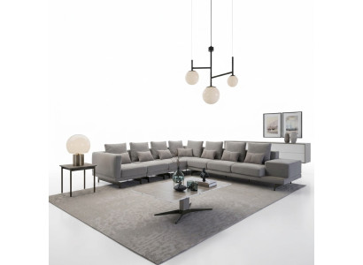 Designer Sofa Sofa Canapé d'angle Canapé en L-Forme Tissu Rembourrage Suite Table basse de salon