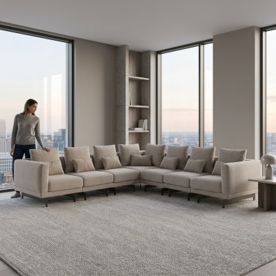 Meubles rembourrés design Canapé d'angle en L-forme Mobilier Suite Rembourrage Textile neuf