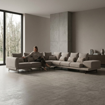 Salon Mobilier de luxe Canapé d'angle en L Meubles rembourrés Canapé Sofa