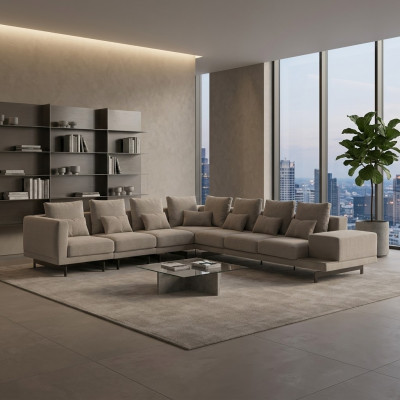 Salon Mobilier de luxe Canapé d'angle en L Meubles rembourrés Canapé Sofa