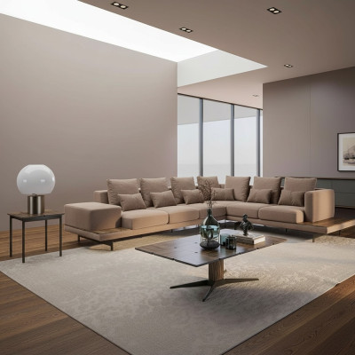 Salle de séjour Canapé d'angle en forme de L Design de luxe Suite Mobilier Table basse neuf