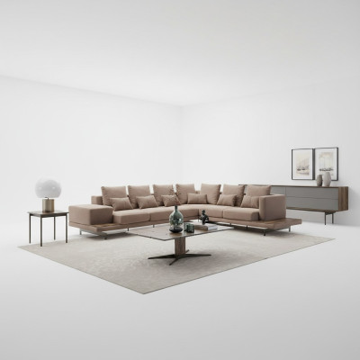 Salle de séjour Canapé d'angle en forme de L Design de luxe Suite Mobilier Table basse neuf