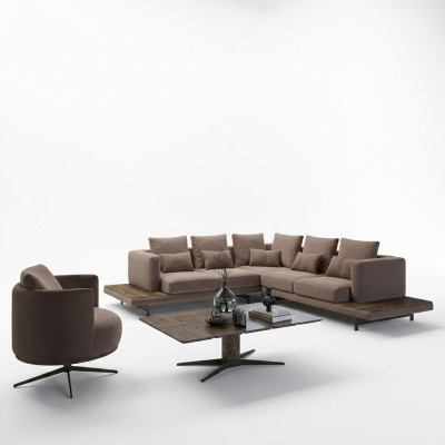 Salon Meubles de designer Suite de luxe Canapé d'angle Forme L Table basse