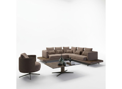 Salon Meubles de designer Suite de luxe Canapé d'angle Forme L Table basse