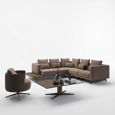 Ensemble de salon de luxe avec canapé d'angle en L et table basse - Mobilier