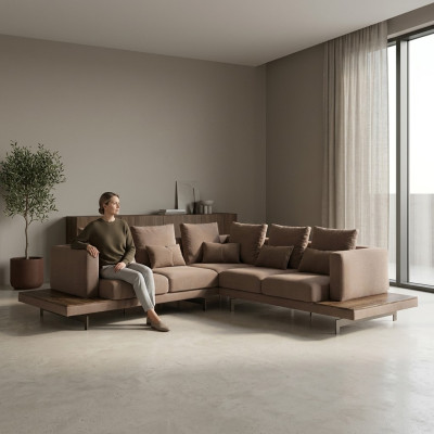 Salle de séjour Canapé d'angle Nouveaux Meubles Tissu Canapé Canapé d'angle en forme de L Mobilier de luxe