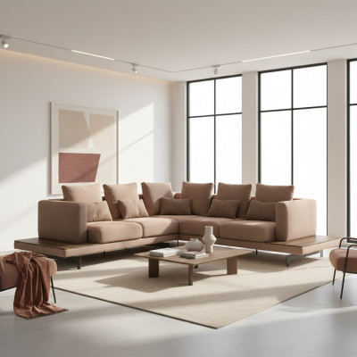 Salle de séjour Canapé d'angle Nouveaux Meubles Tissu Canapé Canapé d'angle en forme de L Mobilier de luxe