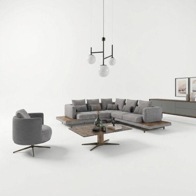 Salon Ensemble 3 pièces Canapé en textile Canapé en L-forme Table basse nouvelle Mobilier de luxe