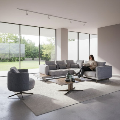 Nouveau canapé rembourré en textile pour suite de luxe en forme de L, meubles pour salon, table basse.