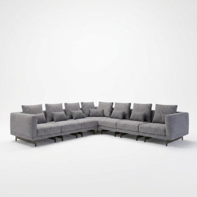 nouveau Canapé d'angle complet en forme de L en textile Mobilier du salon en bois Table basse