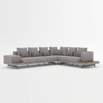 Designer nouveau canapé d'angle en forme de L, en tissu gris, meubles pour le salon.