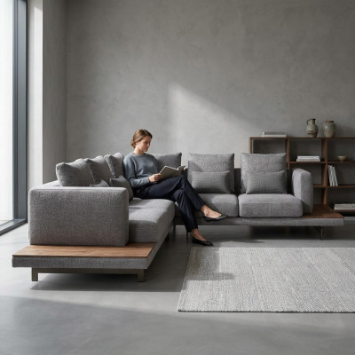 Salon Canapé en tissu gris Canapé d'angle Canapé design luxueux rembourré