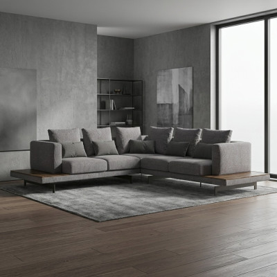 Salon Canapé en tissu gris Canapé d'angle Canapé design luxueux rembourré