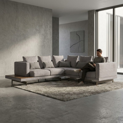 Canapé canapé en forme de L Gris Designer Canapé d'angle Tissu Luxe Mobilier de salon