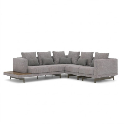 Canapé canapé en forme de L Gris Designer Canapé d'angle Tissu Luxe Mobilier de salon