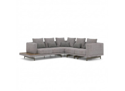 Canapé canapé en forme de L Gris Designer Canapé d'angle Tissu Luxe Mobilier de salon