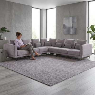 Salle de séjour Canapé d'angle en gris en forme de L Canapé Designer Textile Canapé rembourré Nouveau