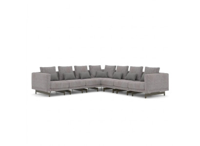 Salle de séjour Canapé d'angle en gris en forme de L Canapé Designer Textile Canapé rembourré Nouveau