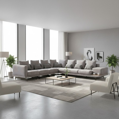 Canapé d'angle en L Salon Ameublement Designer Textile Sofa Suite moderne