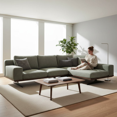 Canapé d'angle designer gris L-forme Relax Salon Canapé rembourré Mobilier moderne de luxe