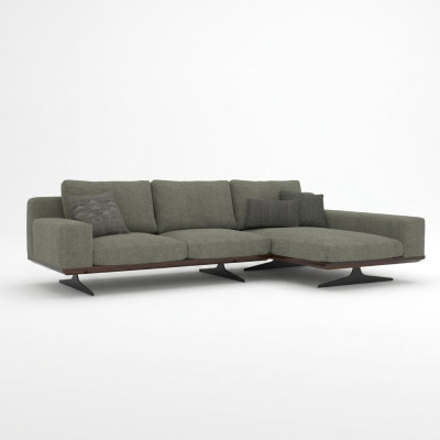 Canapé d'angle designer gris L-forme Relax Salon Canapé rembourré Mobilier moderne de luxe