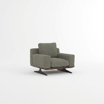 Chaise longue de designer de luxe, chaise rembourrée moderne en tissu gris pour mobilier nouvel