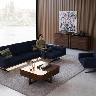 Mobilier de salon design bleu moderne Canapé Rembourré textile de luxe