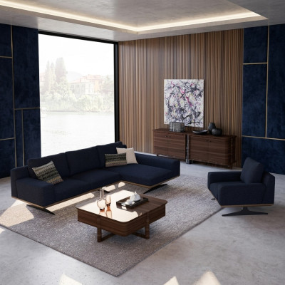 Mobilier de salon design bleu moderne Canapé Rembourré textile de luxe