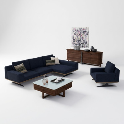 Mobilier de salon design bleu moderne Canapé Rembourré textile de luxe