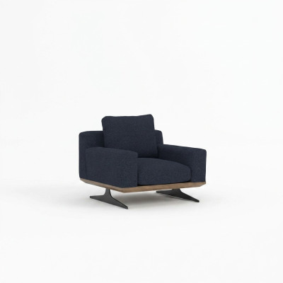 Fauteuil design moderne en tissu d'ameublement de luxe. Nouveau fauteuil rembourré en textile.