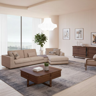 Designer Beige Sofas L-form von Polstermöbeln Ecksofa neu Luxus Sessel Wohnzimmer
